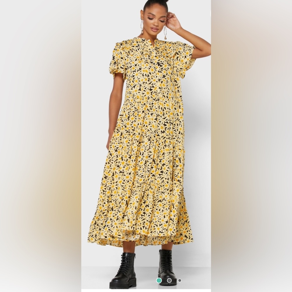 Topshop Lazy Daisy Midi Ruffle Prairie Dress